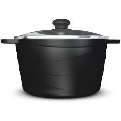 Qazan Нева Металл Каменная, 4 l, alüminium, qapaqlı, qara