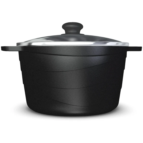 Кастрюля Нева Металл Каменная, 4 л, алюминий, с крышкой, черная