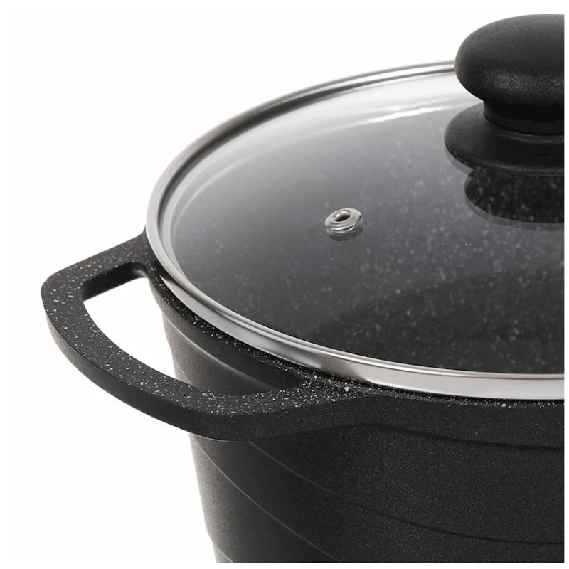 Кастрюля Нева Металл Каменная, 4 л, алюминий, с крышкой, черная