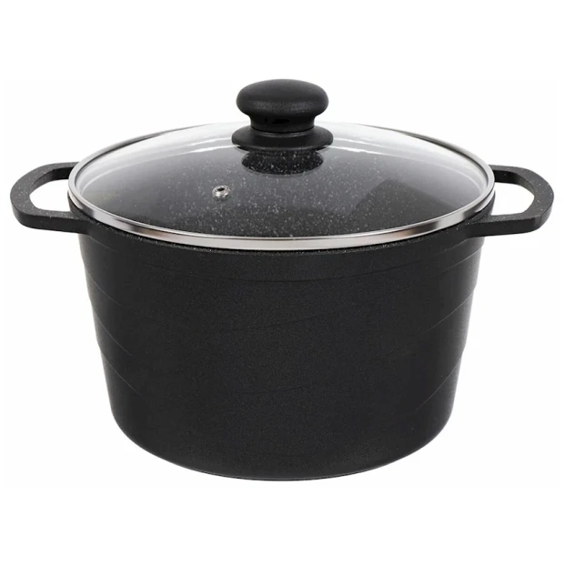 Кастрюля Нева Металл Каменная, 4 л, алюминий, с крышкой, черная