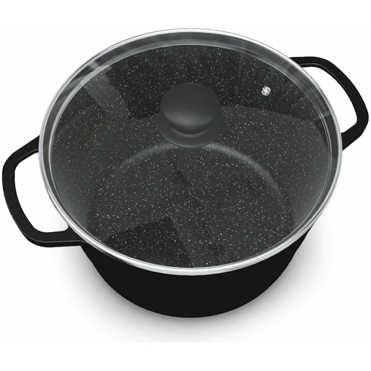 Кастрюля Нева Металл Каменная, 4 л, алюминий, с крышкой, черная