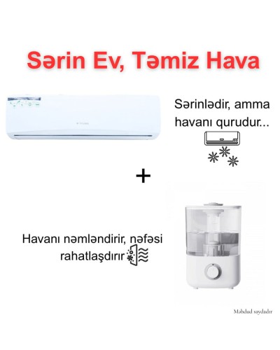 Kondisioner Taube TB09R410JP 9000 BTU + Hava nəmləndirici Lydsto F100 - TB09R410JPF100