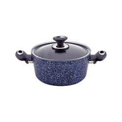 Qazan Hascevher Stoneco, 4.4 L, 24 sm, qranit, qapaq ilə, göy