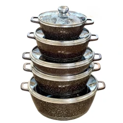 Набор кастрюль VK SHA-00005936, 5 шт, гранит, коричневый, 20/24/28/32 см