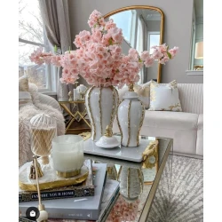 Güldan, seramik, qızıl-ağ, 46 cm