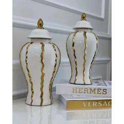 Güldan, seramik, qızıl-ağ, 46 cm