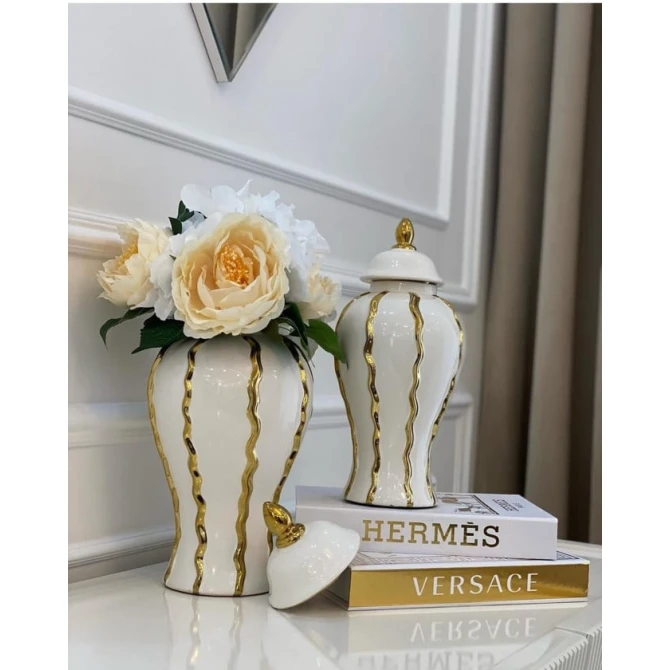 Güldan, seramik, qızıl-ağ, 46 cm Güldan, seramik, qızıl-ağ, 46 cm