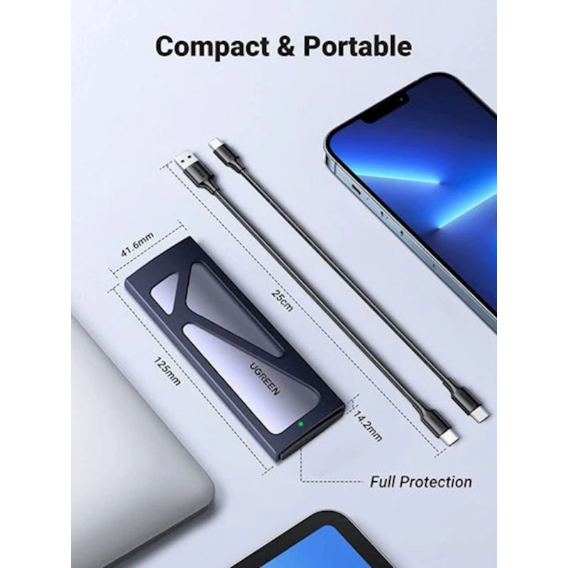 Корпус для SSD Ugreen CM578 15512 M.2 NVMe SSD Enclosure Adapter Корпус для SSD Ugreen CM578 15512 M.2 NVMe SSD Enclosure Adapter