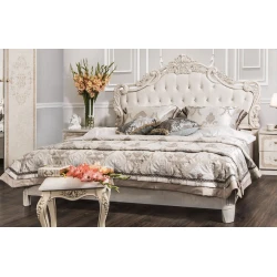 Набор мебели для спальни Era Mebel Patrisiya, кремовый (шкаф 200x60x228.5 см, кровать 184.5x210x145 см, прикроватная тумба 49.5x50x50 см, комод 95x50x89 см, зеркало 85x80 см)