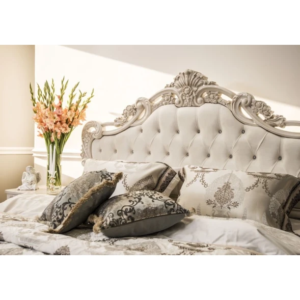 Набор мебели для спальни Era Mebel Patrisiya, кремовый (шкаф 200x60x228.5 см, кровать 184.5x210x145 см, прикроватная тумба 49.5x50x50 см, комод 95x50x89 см, зеркало 85x80 см)