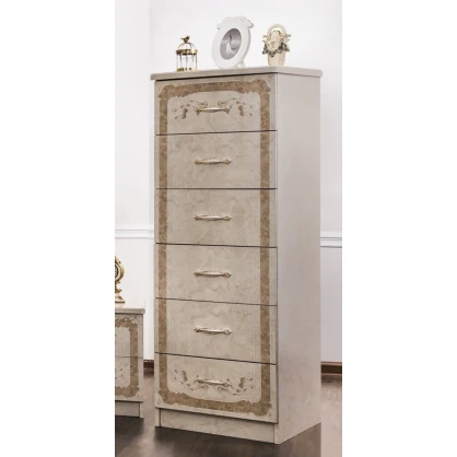 Набор мебели для спальни Era Mebel Patrisiya, кремовый (шкаф 200x60x228.5 см, кровать 184.5x210x145 см, прикроватная тумба 49.5x50x50 см, комод 95x50x89 см, зеркало 85x80 см)