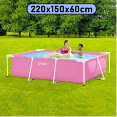 Hovuz Intex 1662TX28266, karkas, həcm 1662 l, çəhrayı, 220x150x60 sm, düzbucaq - 1662TX28266