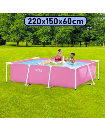 Hovuz Intex 1662TX28266, karkas, həcm 1662 l, çəhrayı, 220x150x60 sm, düzbucaq - 1662TX28266