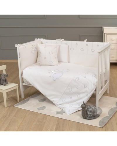 Uşaq yataq dəsti Funna baby Luna Chic, 8 hissə, yorğan üzü 100x150 sm, iç yorğan, baş üçün qoruma 45x70 sm, yan qoruma 45x130 sm - 2 əd, mələfə, yastıq üzü 35x45 sm, dekorativ yastıq, pambıq, ağ,