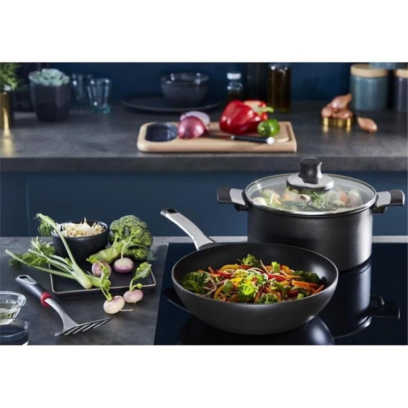 Сковородка Tefal 6X Excellence Wok, титан, черная, 28 см