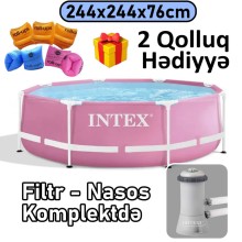 Hovuz Intex 2843TX28290Q2, karkas, filtr-nasoslu, dairəvi, həcm 2843 l, 244x244x76 sm, çəhrayı - 2843TX28290Q2