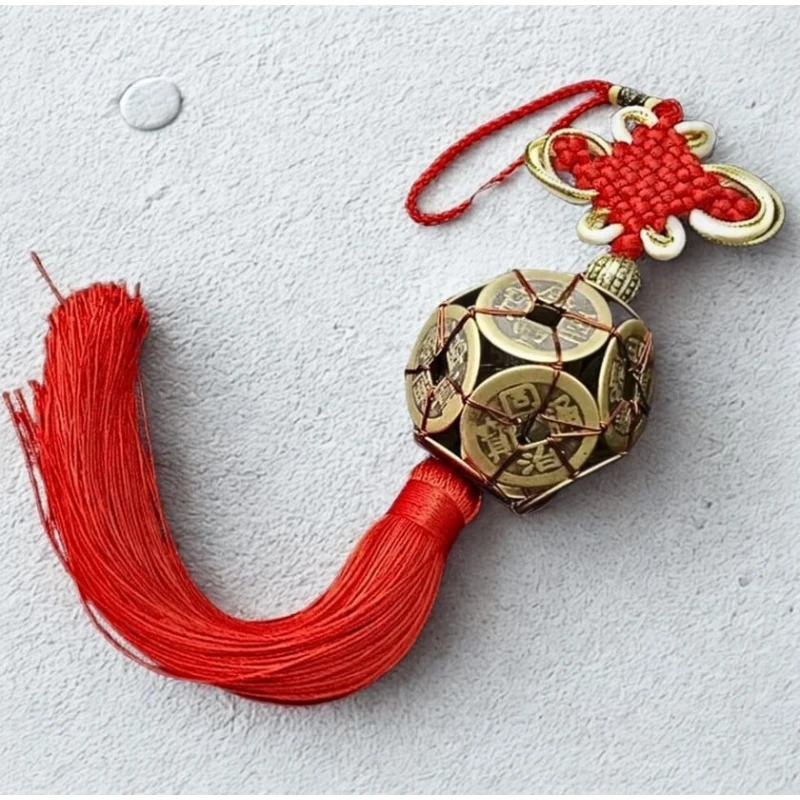 Asma bəzək R-112233 Pul Enerjisi Topu, qırmızı/qızılı