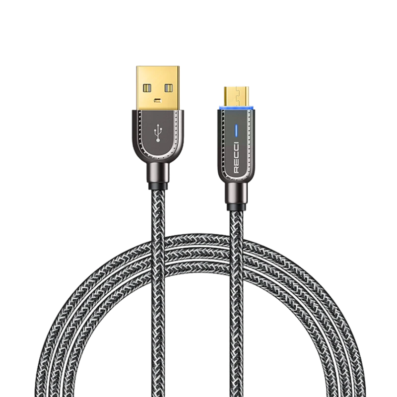 Кабель Micro USB Recci RS02M, 1 м, черный