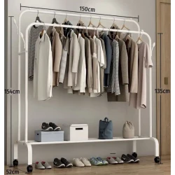 Передвижная вешалка AGA678QED, металл, белая, 150x52x135/154 см Передвижная вешалка AGA678QED, металл, белая, 150x52x135/154 см