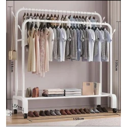 Передвижная вешалка AGA678QED, металл, белая, 150x52x135/154 см Передвижная вешалка AGA678QED, металл, белая, 150x52x135/154 см