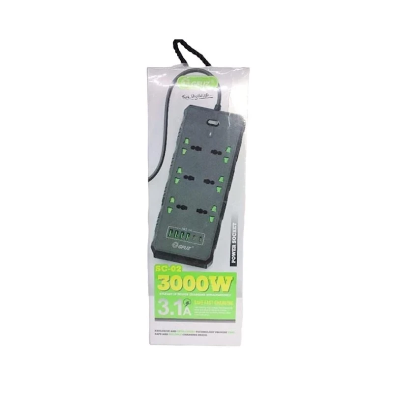 Şəbəkə filtri GFUZ SC-02, 6-rozetkalı Black Şəbəkə filtri GFUZ SC-02, 6-rozetkalı Black