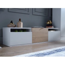 Тумба под ТВ ev_12116152, ламинат, белая/коричневая, 180x35x45 см