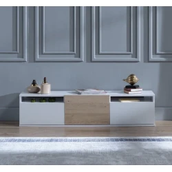 Тумба под ТВ ev_12116152, ламинат, белая/коричневая, 180x35x45 см