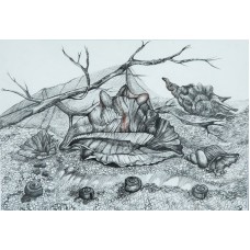 Qrafika Art by Ulviya Kakhramanova Tərk edilmiş sahil UK0044, kağız, qələm, 30х40 sm