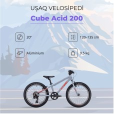 Uşaq velosipedi Cube Acid 200 622125, boz/qırmızı, 20
