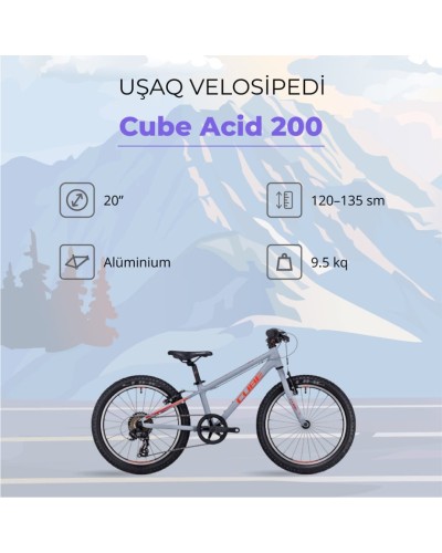 Uşaq velosipedi Cube Acid 200 622125, boz/qırmızı, 20
