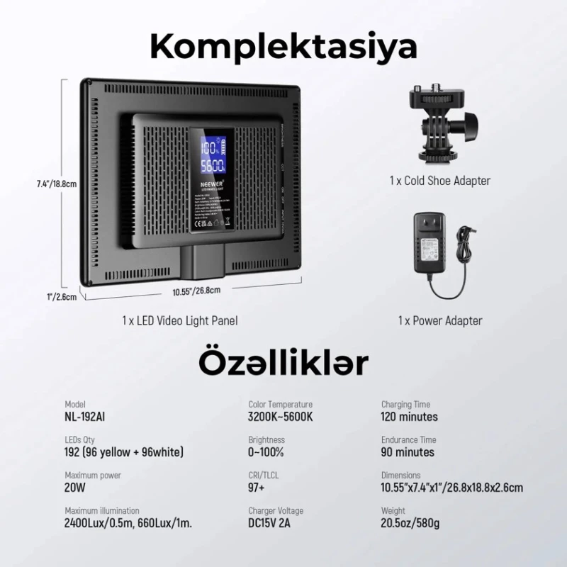 Светодиодная панель Neewer NL-192AI Светодиодная панель Neewer NL-192AI