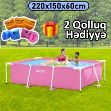 Hovuz Intex 1662TX28266Q2, karkas, həcm 1662 l, çəhrayı, düzbucaq, 220x150x60 sm - 1662TX28266Q2