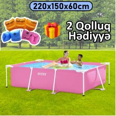 Hovuz Intex 1662TX28266Q2, karkas, həcm 1662 l, çəhrayı, düzbucaq, 220x150x60 sm - 1662TX28266Q2