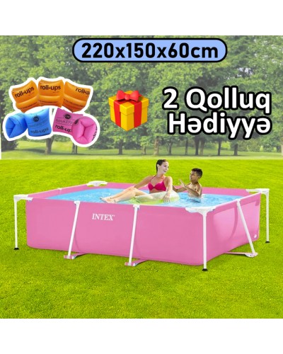 Hovuz Intex 1662TX28266Q2, karkas, həcm 1662 l, çəhrayı, düzbucaq, 220x150x60 sm - 1662TX28266Q2