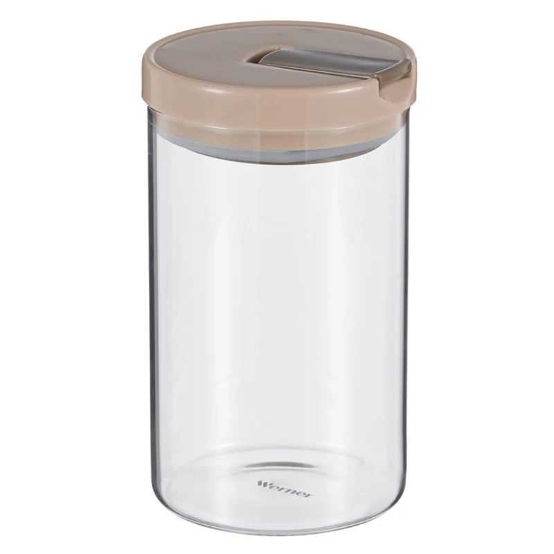 Емкость для хранения Werner Anzio 51939, стекло/пластик, прозрачная/бежевая, 900 мл