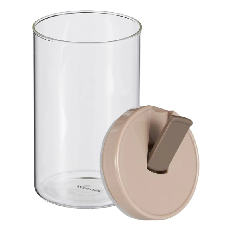 Емкость для хранения Werner Anzio 51939, стекло/пластик, прозрачная/бежевая, 900 мл