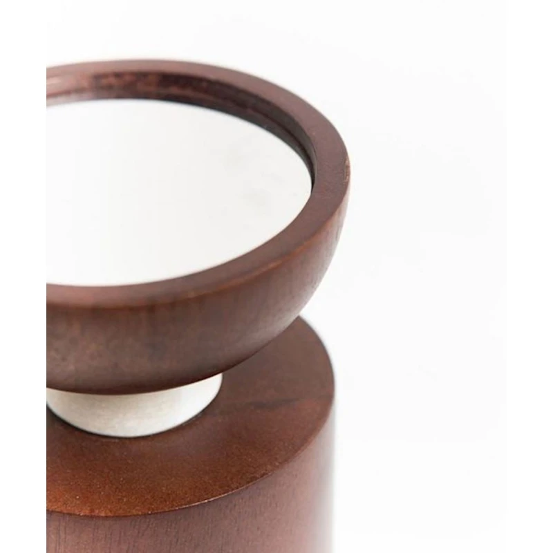 Şamdan Hom-me Wood and marble, 12 sm, taxta/mərmər, Ağ/Qəhvəyi