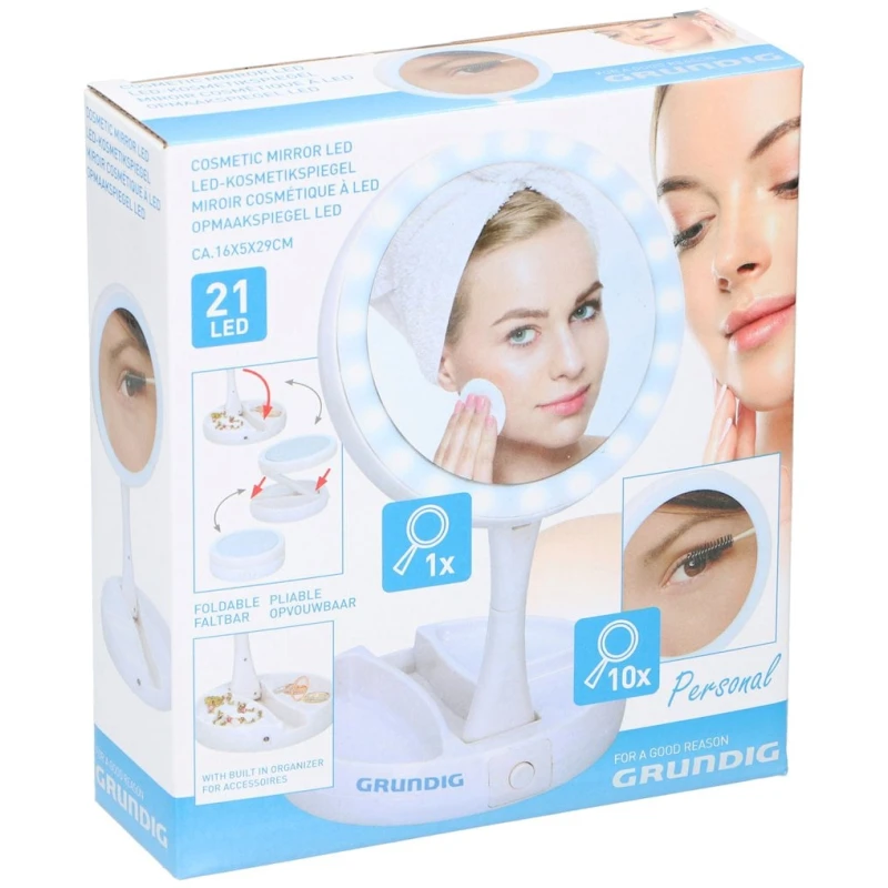 Двустороннее настольное LED зеркало Grundig белое