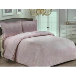 Комплект постельного белья Home Tekstil Home-10, пододеяльник 230x250 см, простыня 230x240 см, наволочки 50x70 см 2 шт, двуспальный, розовый