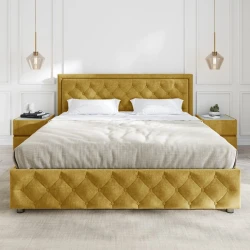 Двуспальная кровать Art_ikili_yataq (200) 28, ламинат, жёлтая, 200x200x120 см