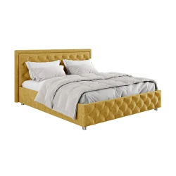 Двуспальная кровать Art_ikili_yataq (200) 28, ламинат, жёлтая, 200x200x120 см