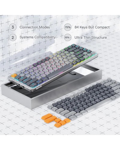 Redragon Azure K652 75% Aşağı Profilli Simsiz Mexaniki Klaviatura - K652GG-RGB-PRO