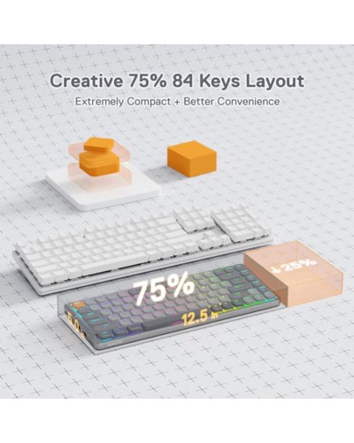 Redragon Azure K652 75% Aşağı Profilli Simsiz Mexaniki Klaviatura - K652GG-RGB-PRO