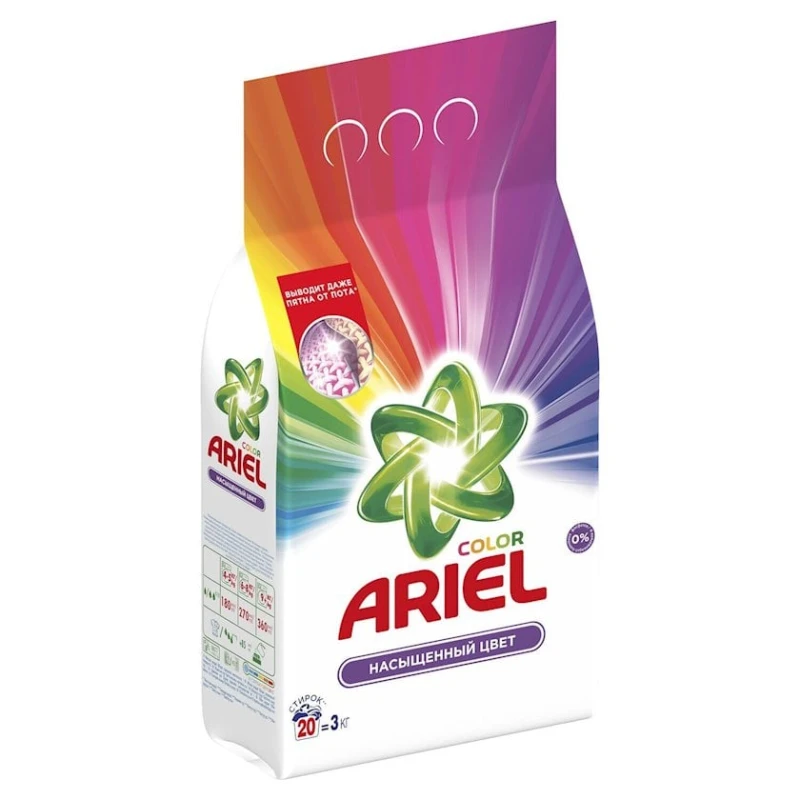 Стиральный порошок Ariel, для цветного белья, автомат, 3 кг Стиральный порошок Ariel, для цветного белья, автомат, 3 кг