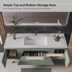 Комплект мебели для ванной Kral 3114, белый/зеленый, 110x50/70 см, 3 предмета