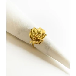 Кольцо для салфеток Hom-me Лист, цинк, радиус 6 см, золотистое