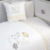 Комплект детского постельного белья Funna baby Owlet, 7 предметов, пододеяльник 90x120 см, внутреннее одеяло 90x120, защита головы 40x60 см, боковая защита 40x120 см - 2 шт, простыня, наволочка 35x45 см, хлопок, белый