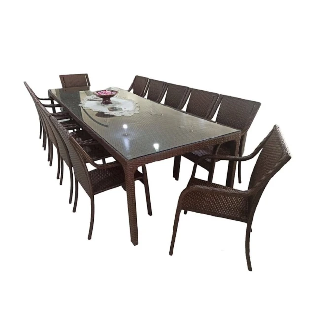 Комплект садовой мебели Zili Rattan Niaqara, на 12 человек, размер стола 100x310 см, коричневый