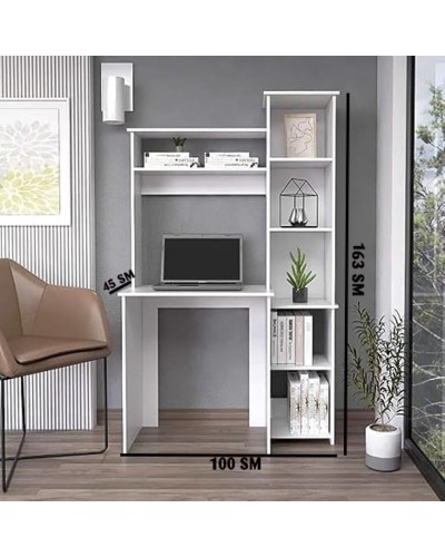 Yazı masası Ev Plus 12115879, LDSP, ağ, 100x45x163 sm