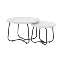 Jurnal masası dəsti Nurayza Concept YK_206_NC, MDF/metal, ağ/qara, 50x39/70x45 sm